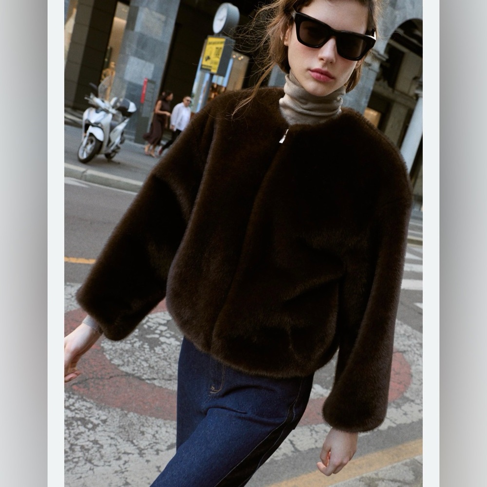 Zara Faux Fur Bomber Jacket